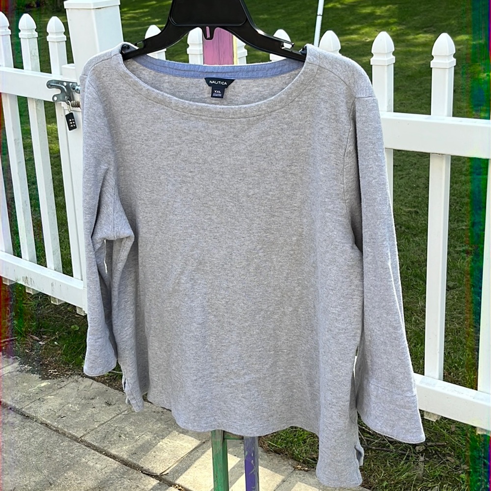 Nautica Gray Sweatshirt with Notched Sleeve Women’s XXL